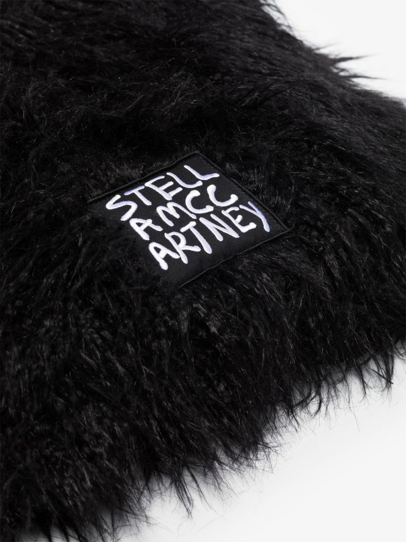 Black Faux Shearling Tote Bag