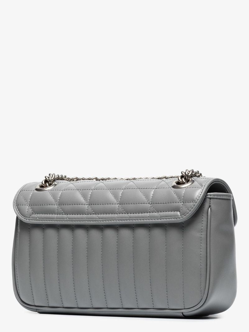 Grey Gg Marmont Small Leather Shoulder Bag