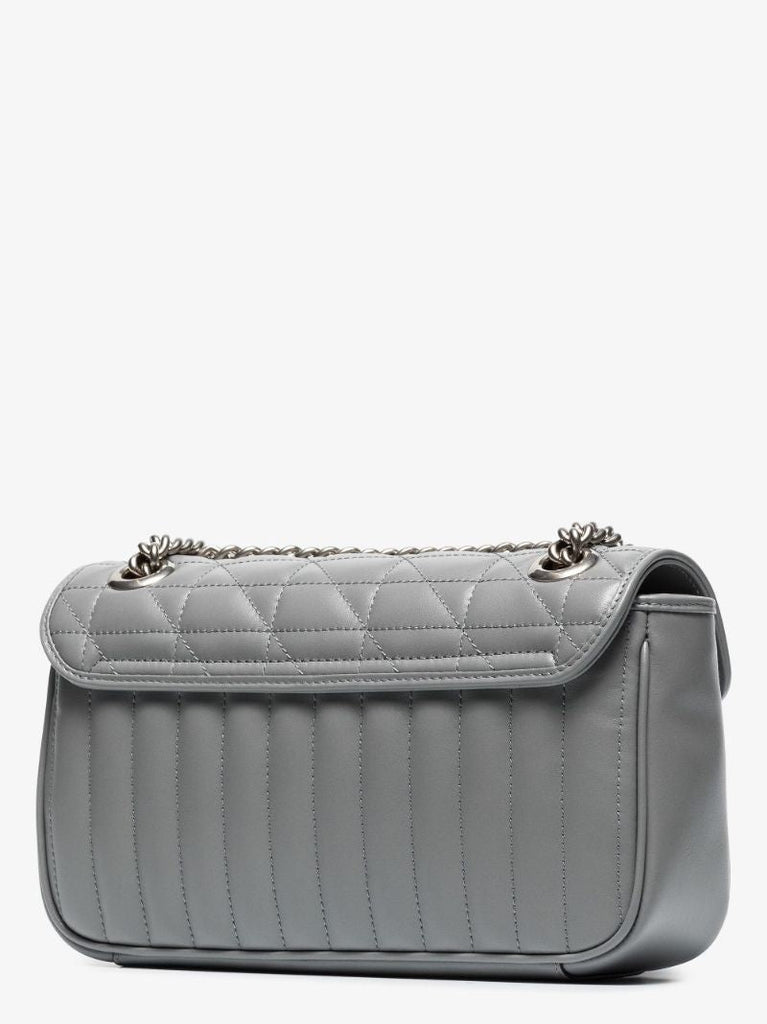 Grey Gg Marmont Small Leather Shoulder Bag