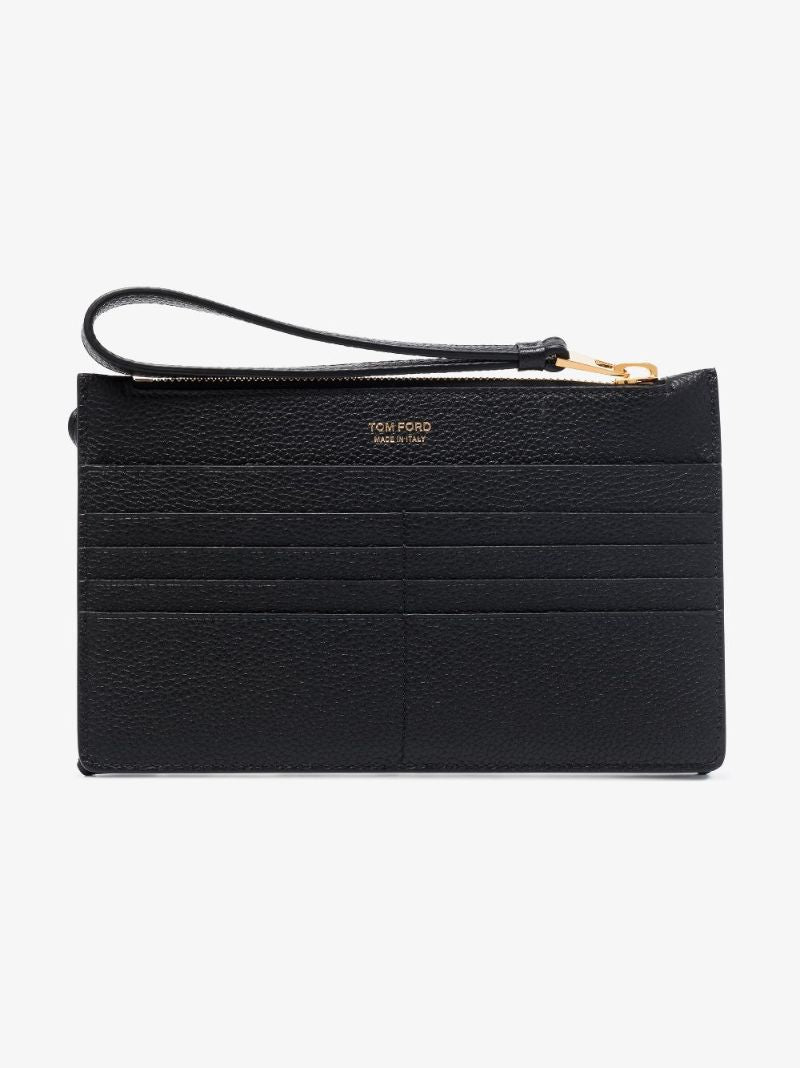 Black Multifunction Grained Leather Wallet