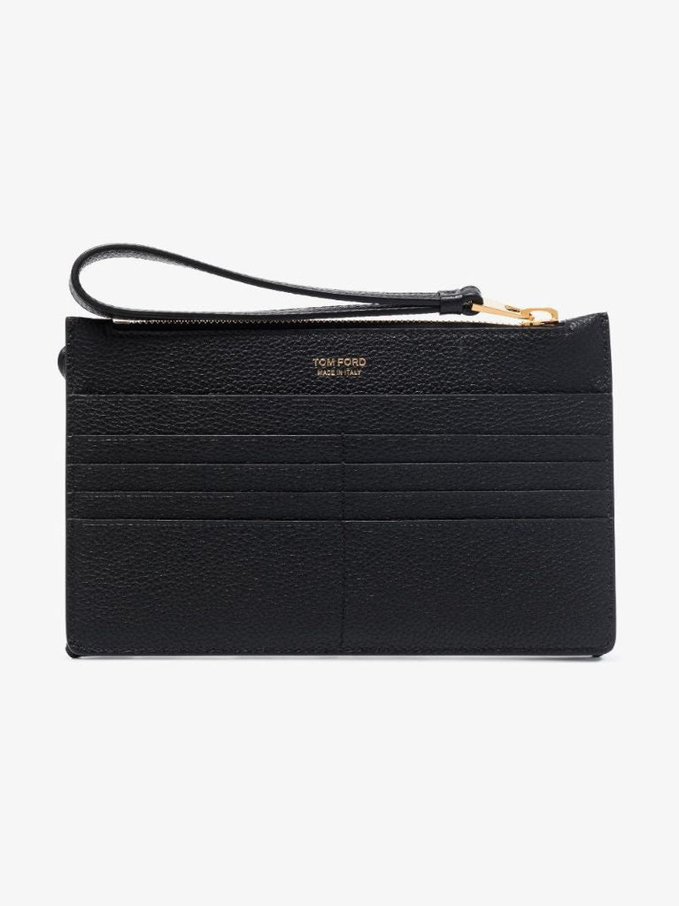 Black Multifunction Grained Leather Wallet