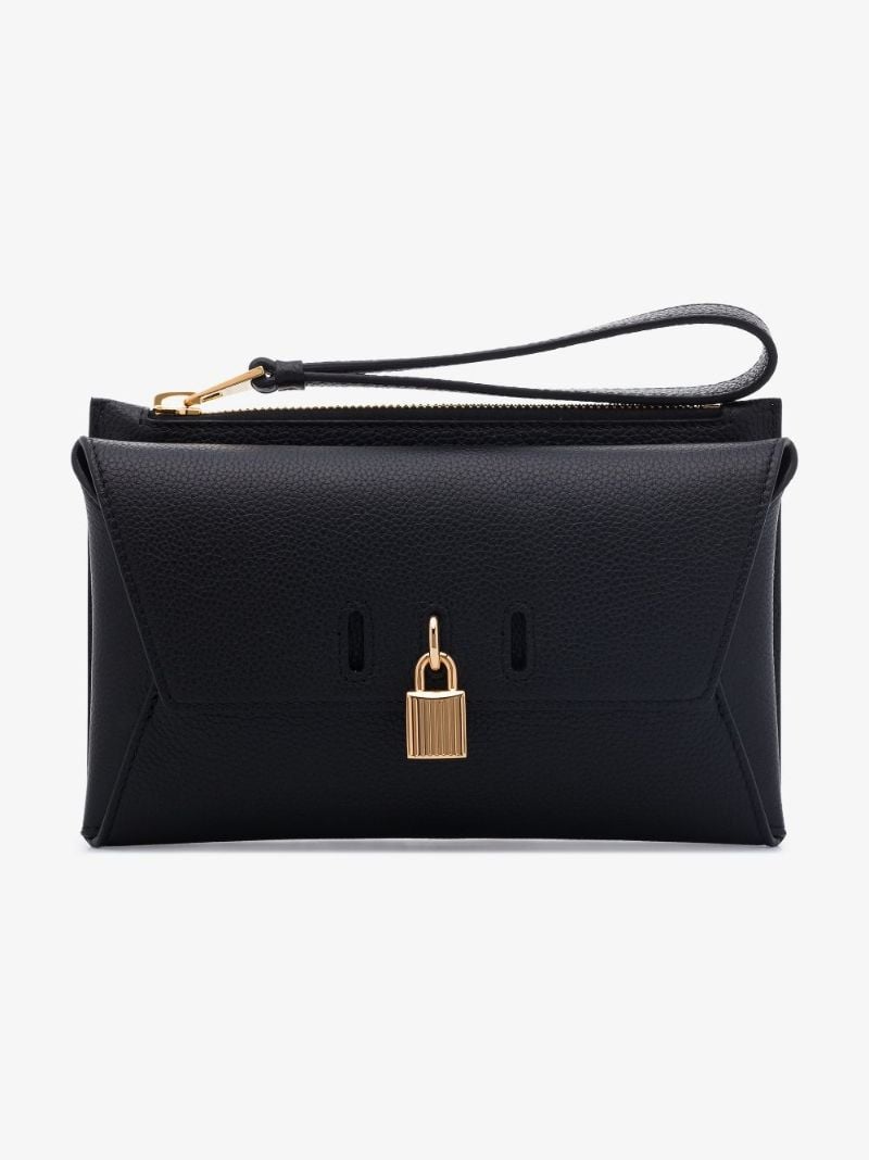 Black Multifunction Grained Leather Wallet