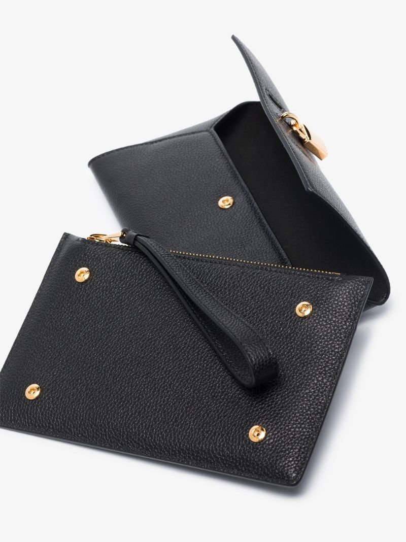 Black Multifunction Grained Leather Wallet
