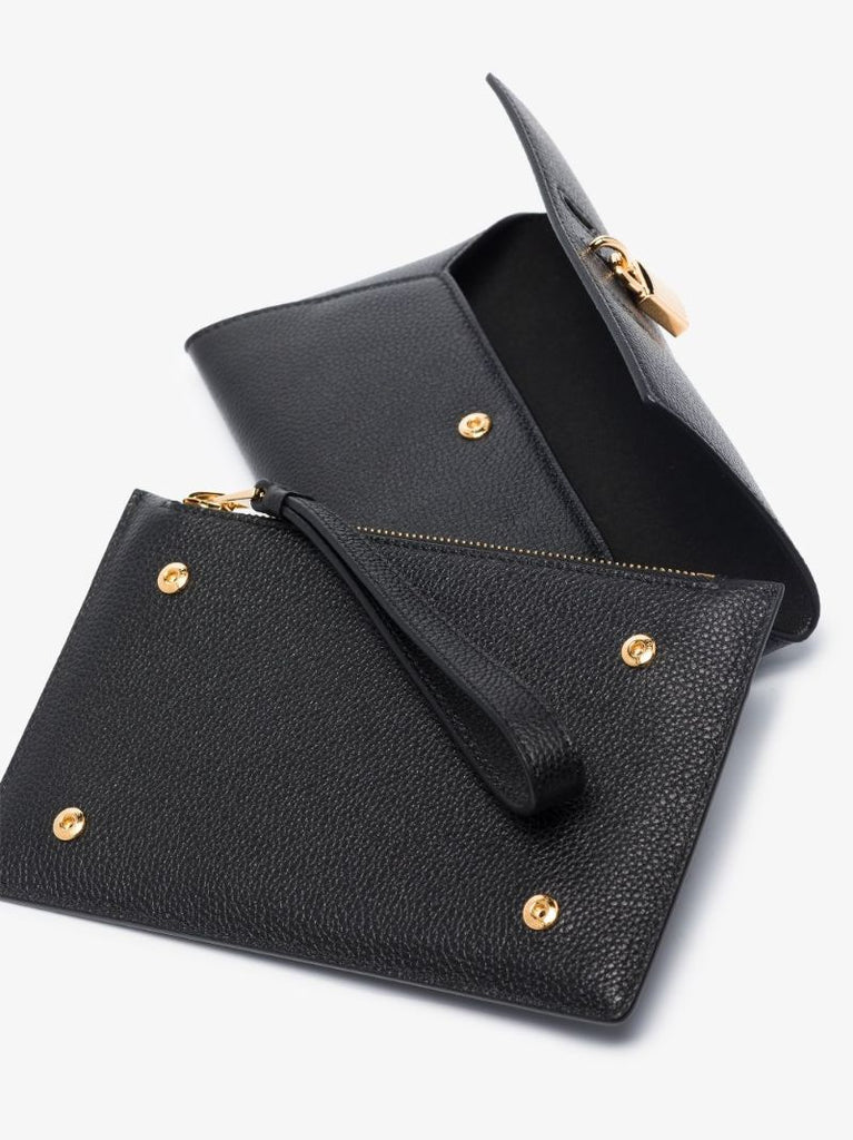 Black Multifunction Grained Leather Wallet