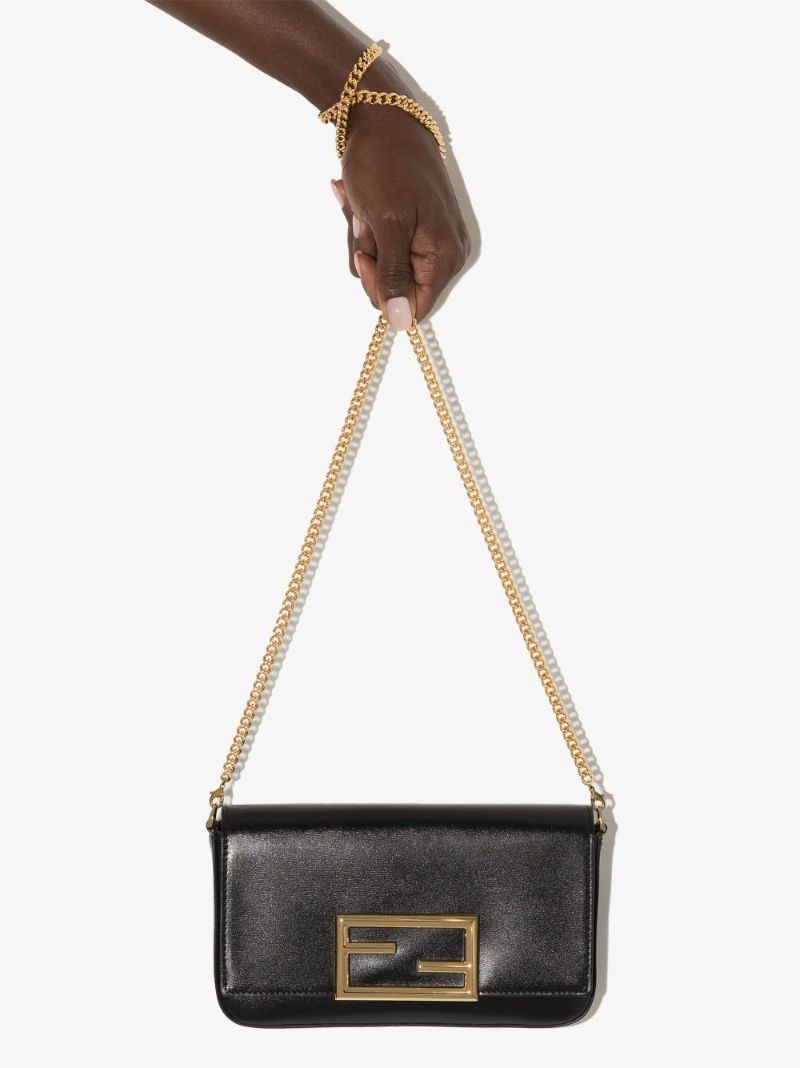 Black Ff Leather Clutch Bag