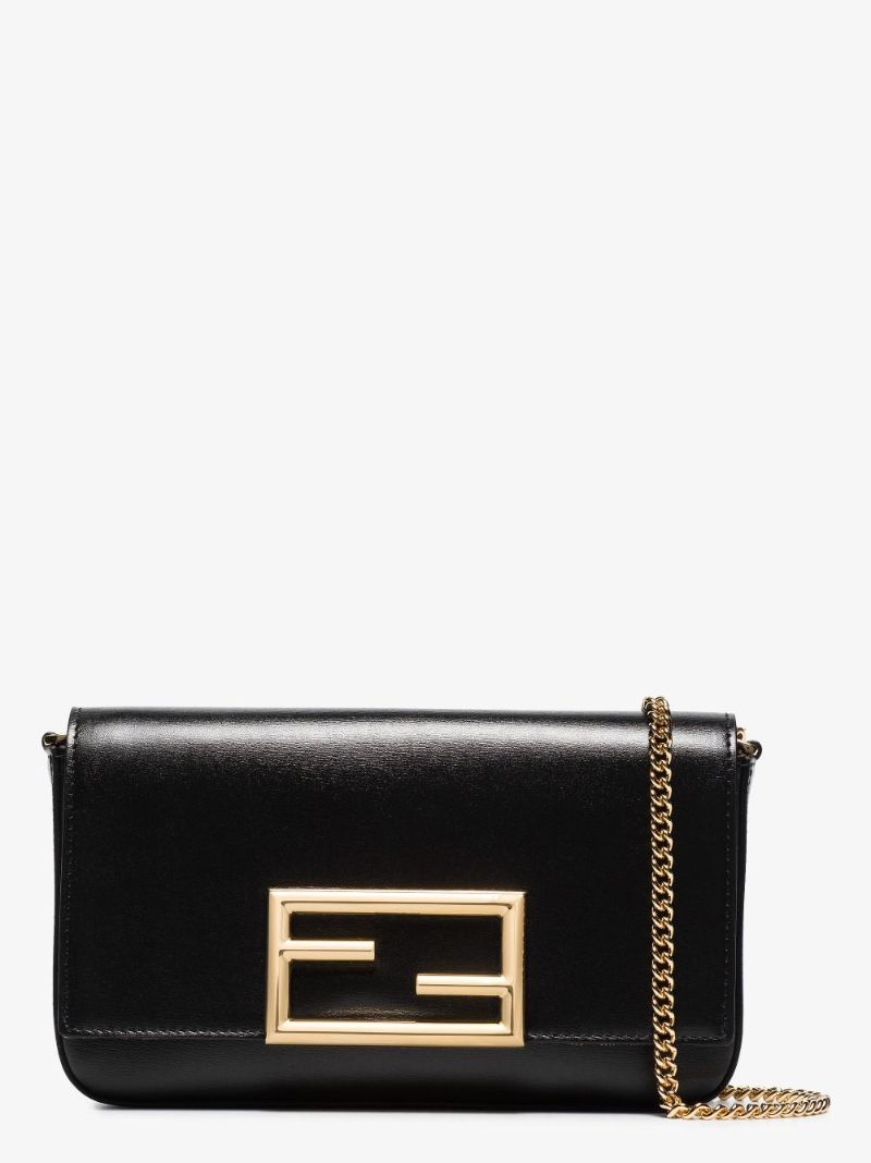 Black Ff Leather Clutch Bag