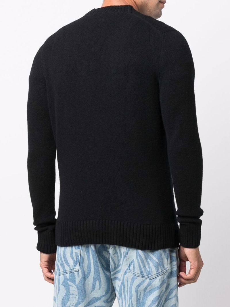 Black Fox Patch Wool Cardigan