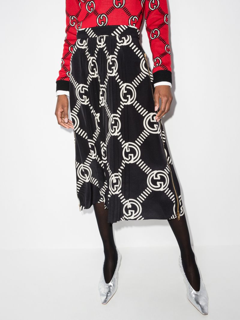 Gg Pleated Silk Skirt