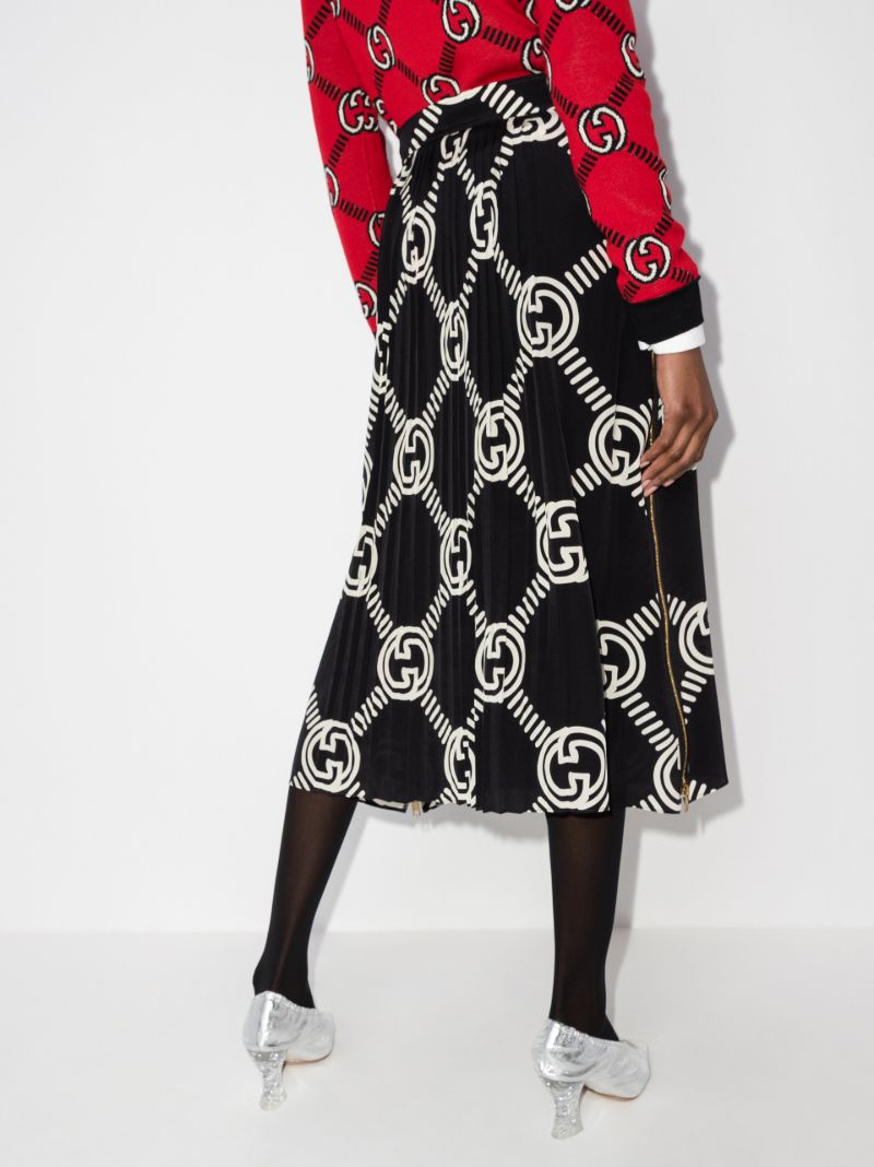 Gg Pleated Silk Skirt
