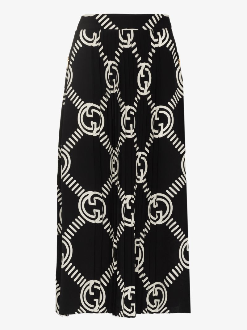 Gg Pleated Silk Skirt
