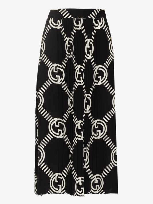 Gg Pleated Silk Skirt