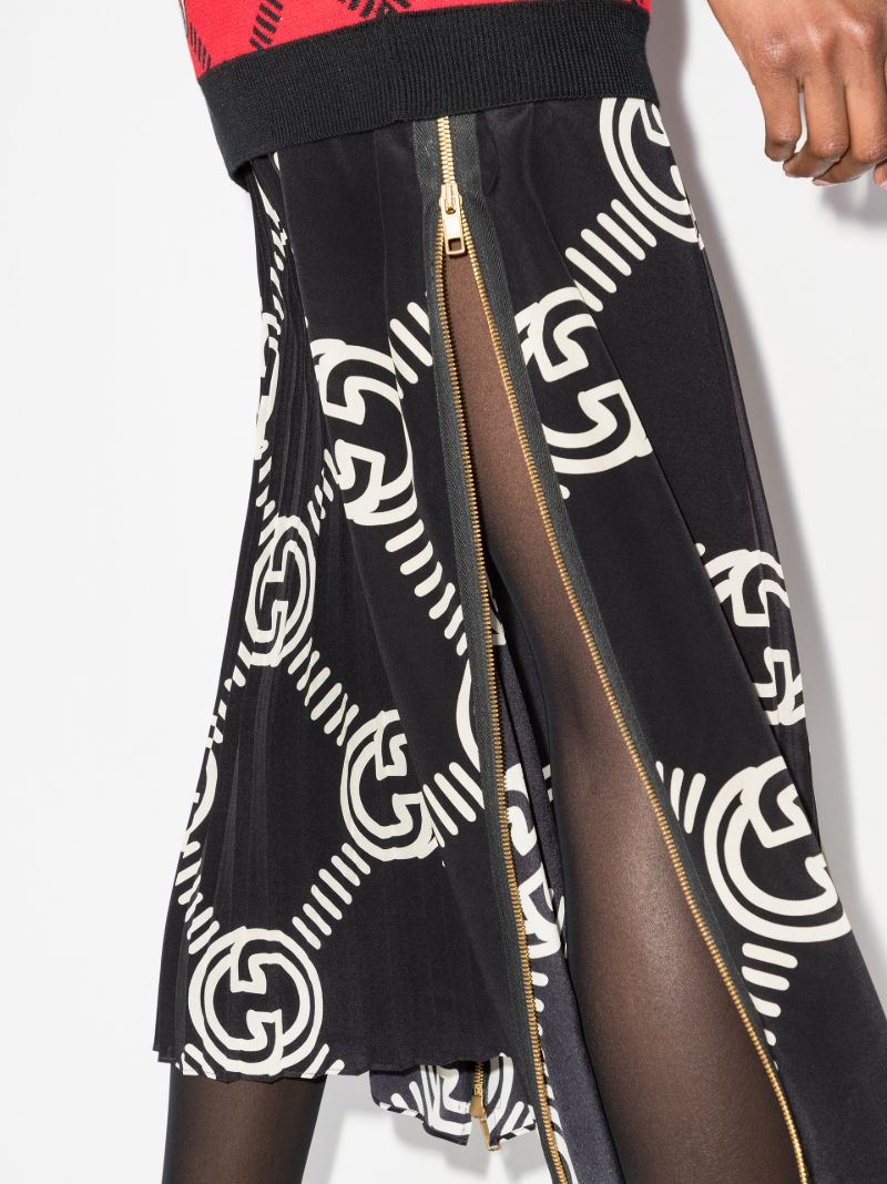 Gg Pleated Silk Skirt