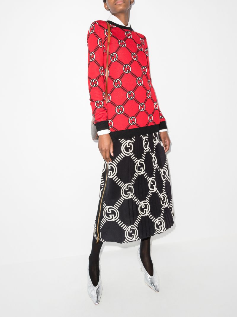 Gg Pleated Silk Skirt