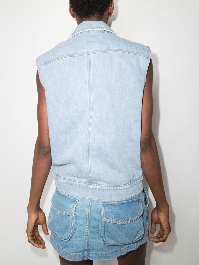 Sleeveless Cotton Denim Jacket