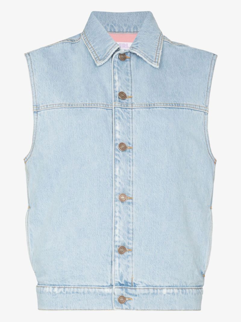 Sleeveless Cotton Denim Jacket