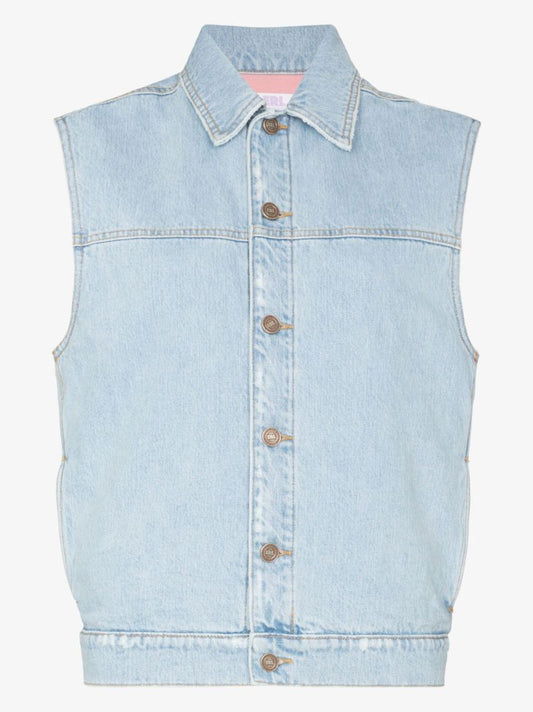 Sleeveless Cotton Denim Jacket