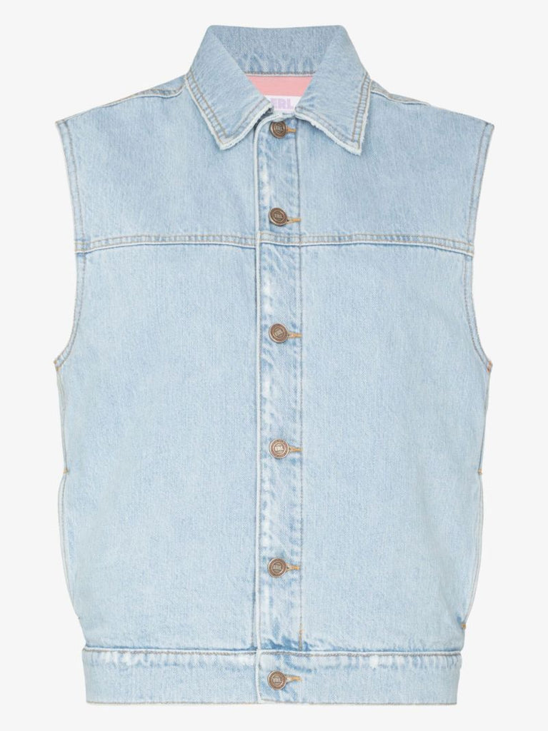 Sleeveless Cotton Denim Jacket