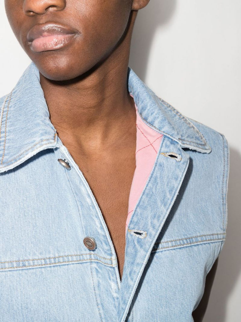 Sleeveless Cotton Denim Jacket