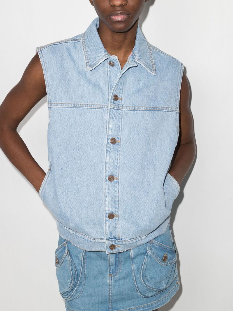 Sleeveless Cotton Denim Jacket