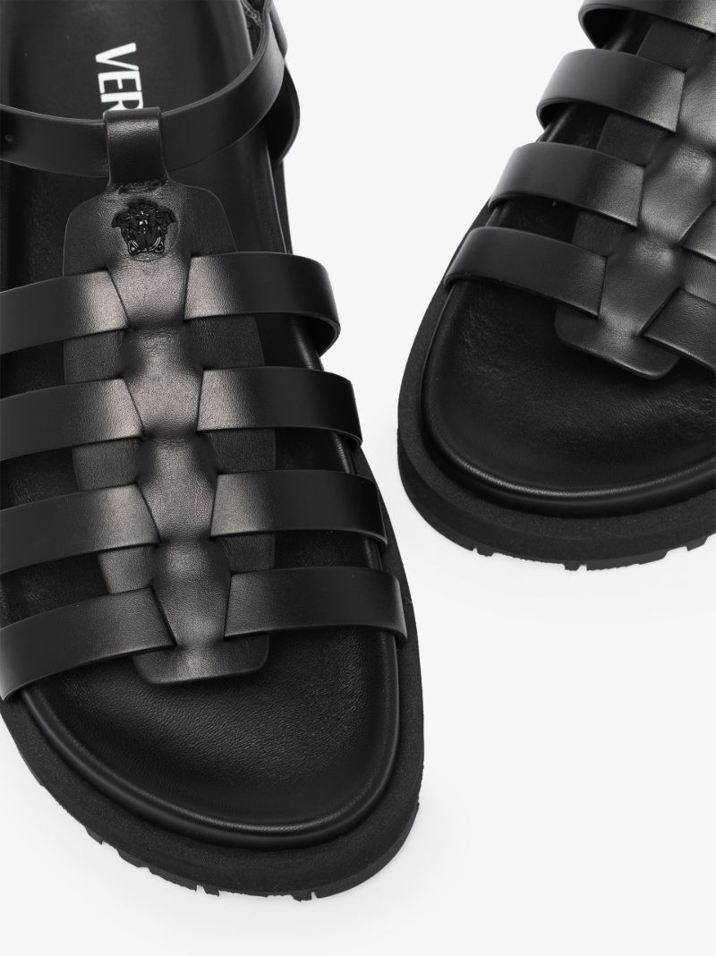 Black La Medusa Leather Sandals