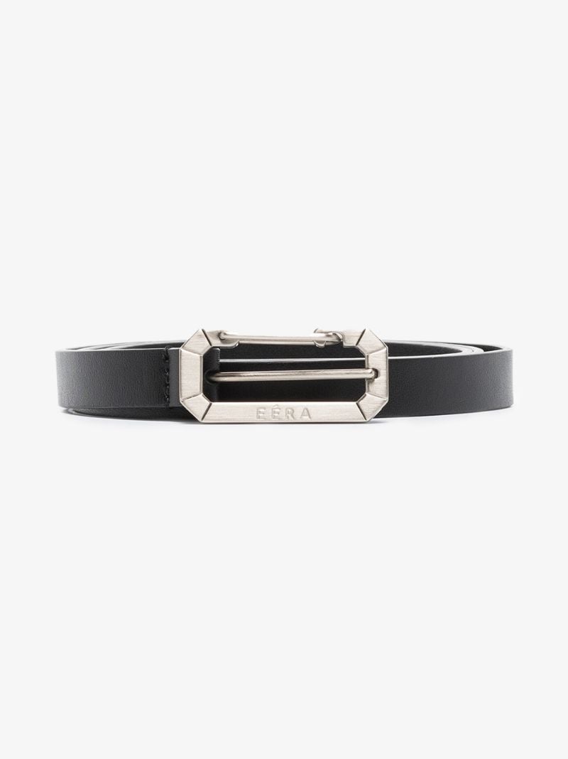 Black Carabiner Buckle Leather Belt