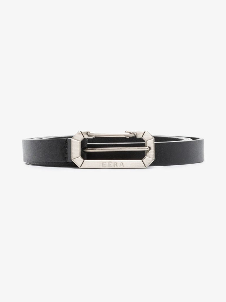 Black Carabiner Buckle Leather Belt