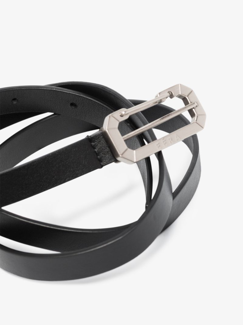 Black Carabiner Buckle Leather Belt