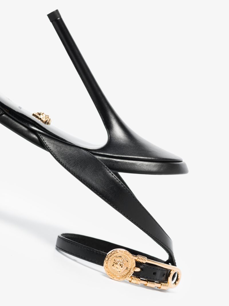 Black Safety Pin 130 Leather Sandals