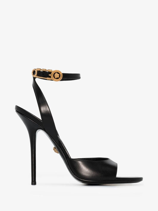 Black Safety Pin 130 Leather Sandals