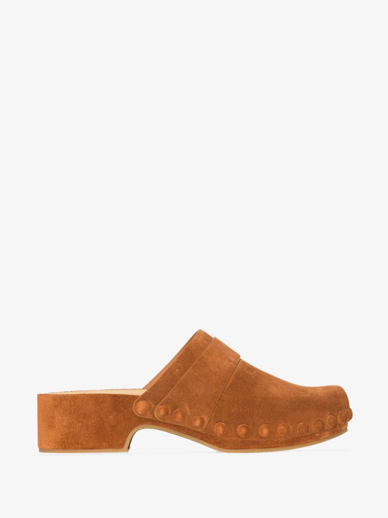 Brown Joy 50 Suede Clogs