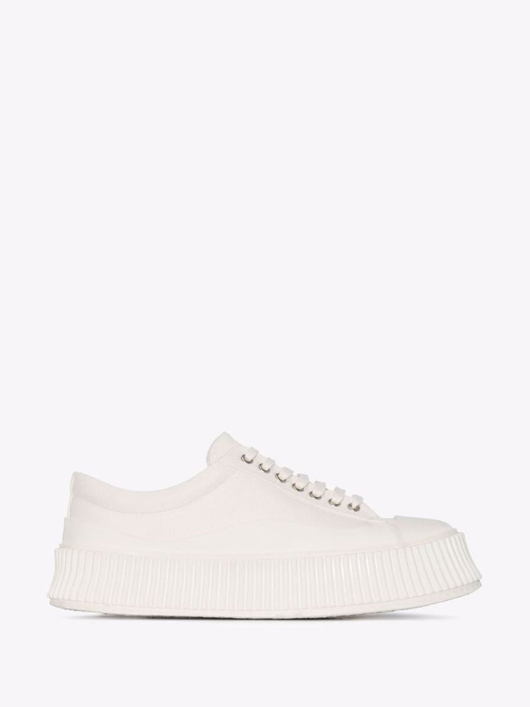 White Olona Low Top Flatform Canvas Sneakers