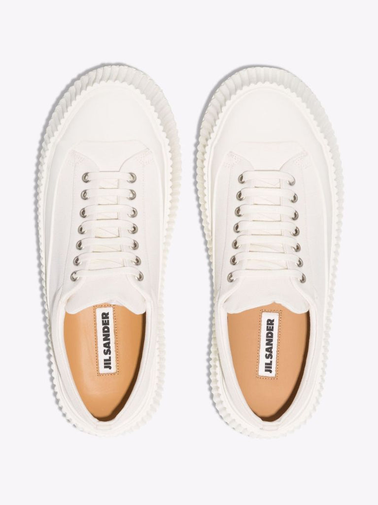 White Olona Low Top Flatform Canvas Sneakers