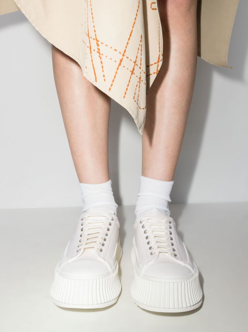 White Olona Low Top Flatform Canvas Sneakers