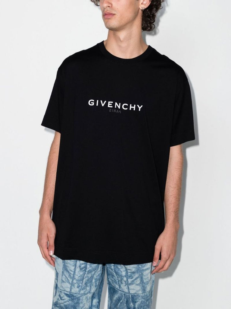 Black Reverse Logo-print Cotton T-shirt
