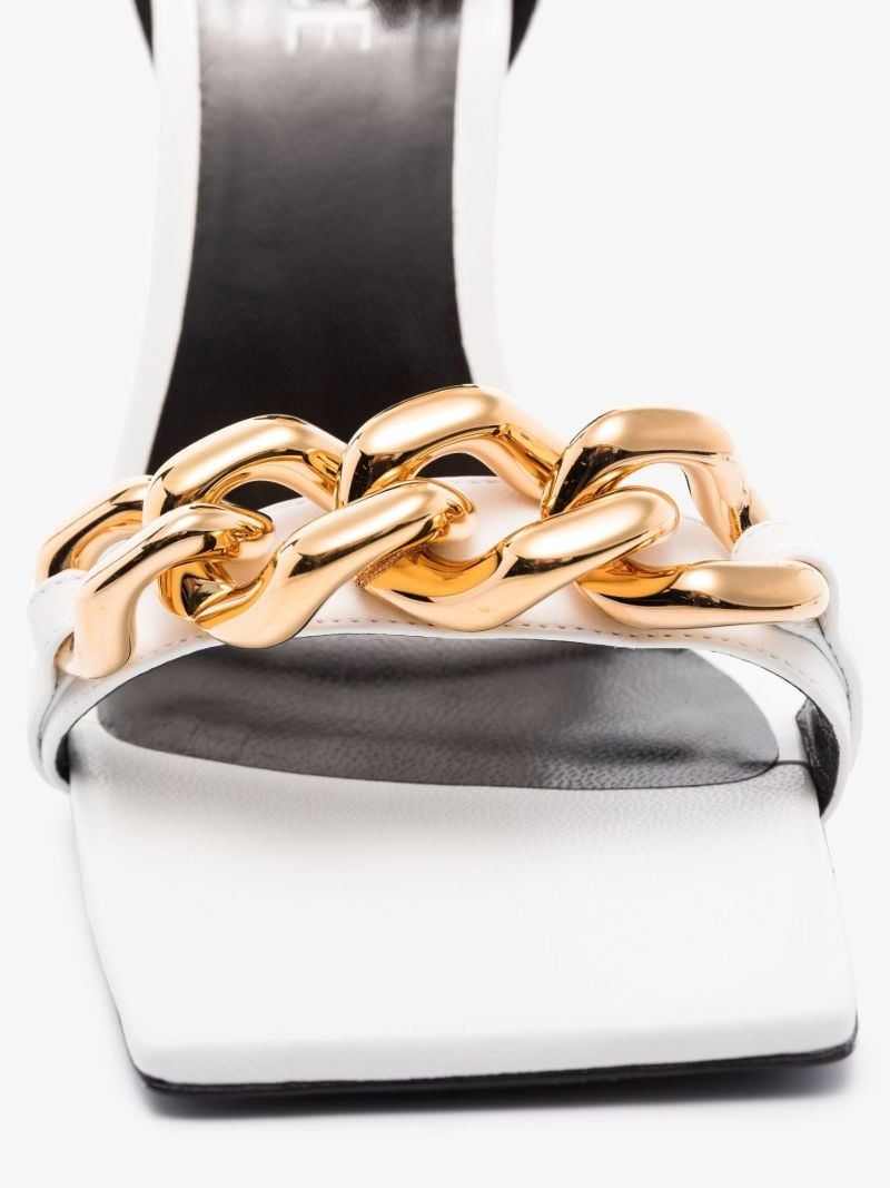 White 140 Chain Leather Sandals