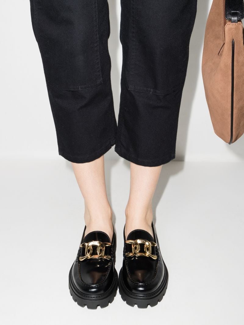 Black Logo Leather Loafers