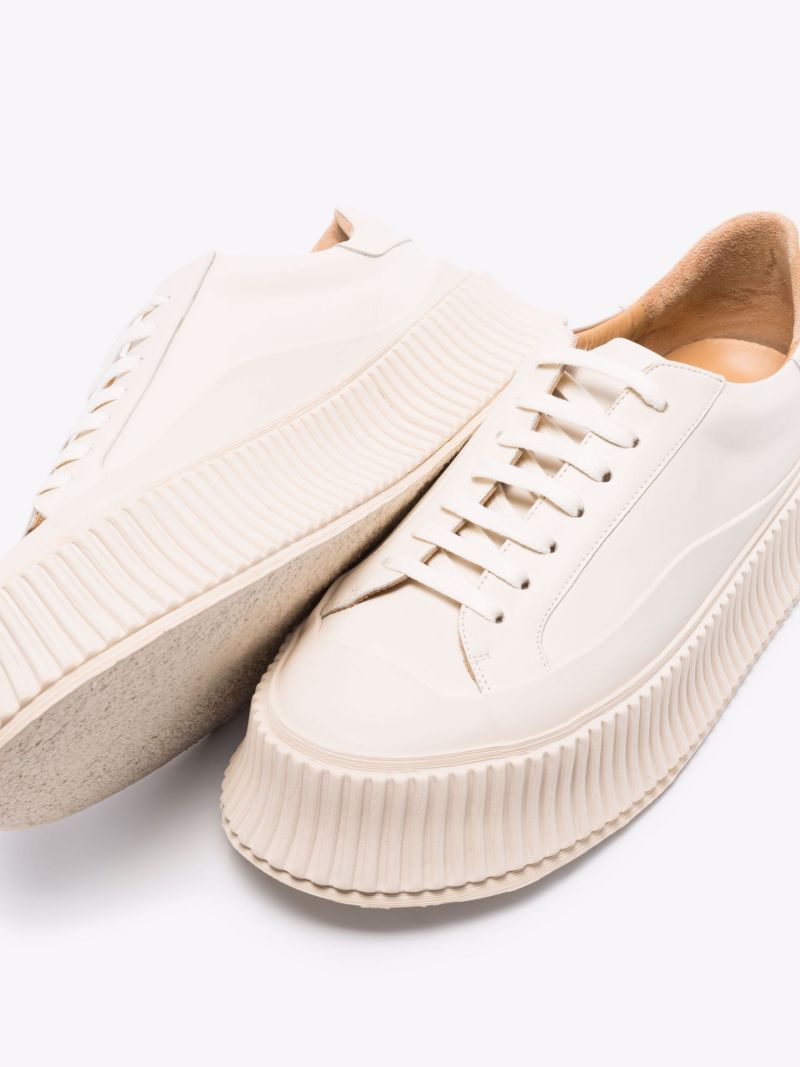 White Flatform Leather Sneakers