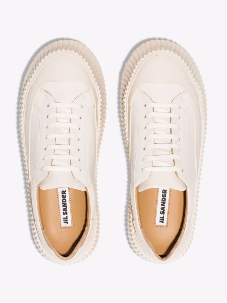 White Flatform Leather Sneakers