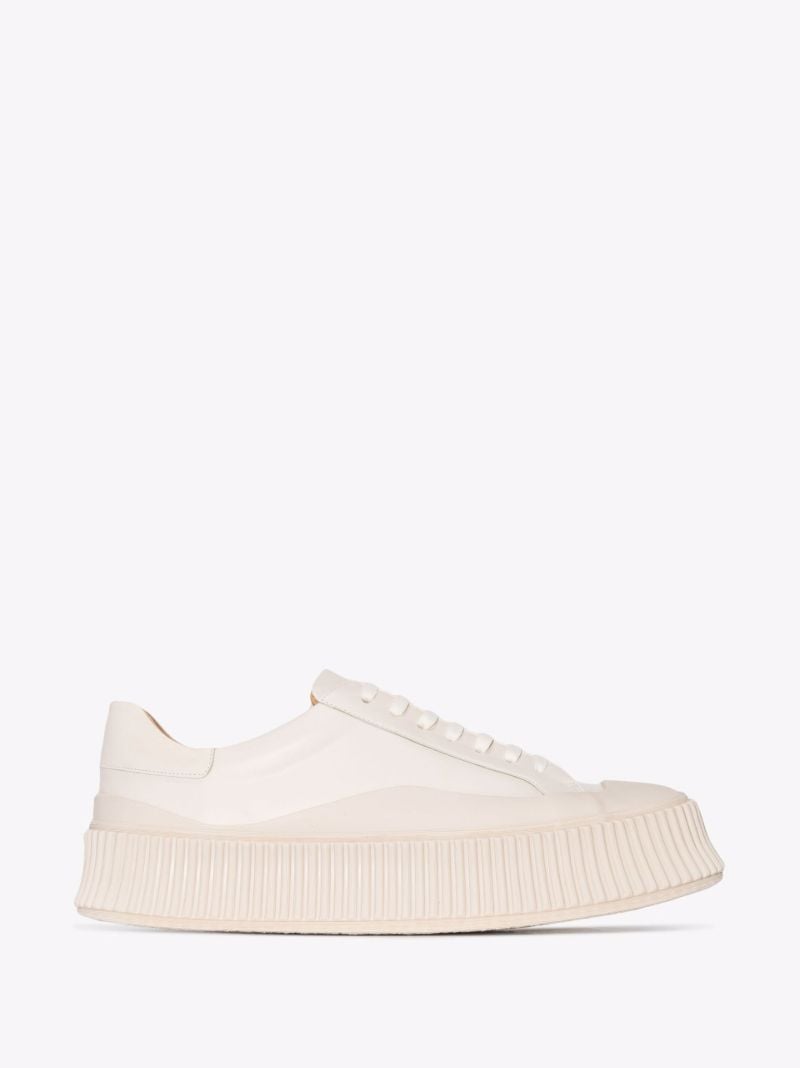 White Flatform Leather Sneakers