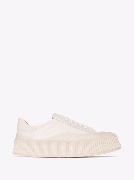 White Flatform Leather Sneakers
