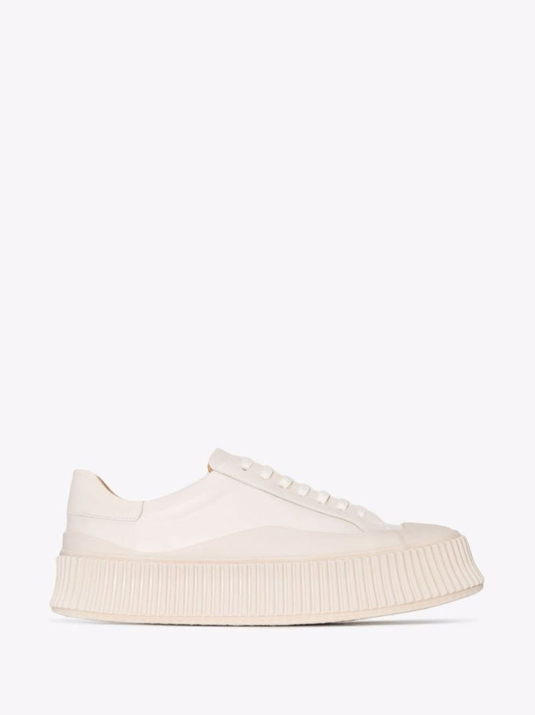 White Flatform Leather Sneakers