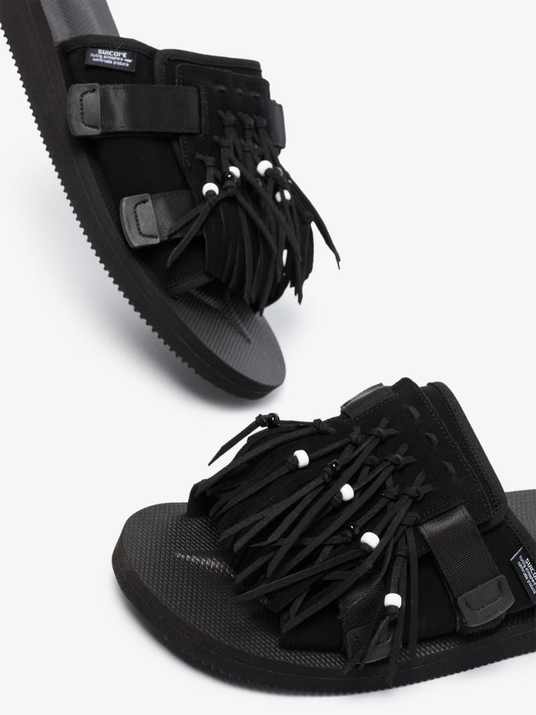 Black Hot Tasselled Suede Sandals