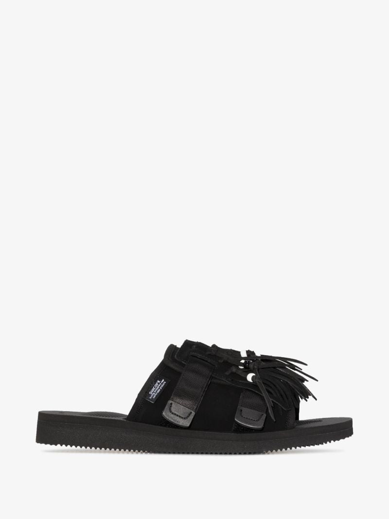 Black Hot Tasselled Suede Sandals