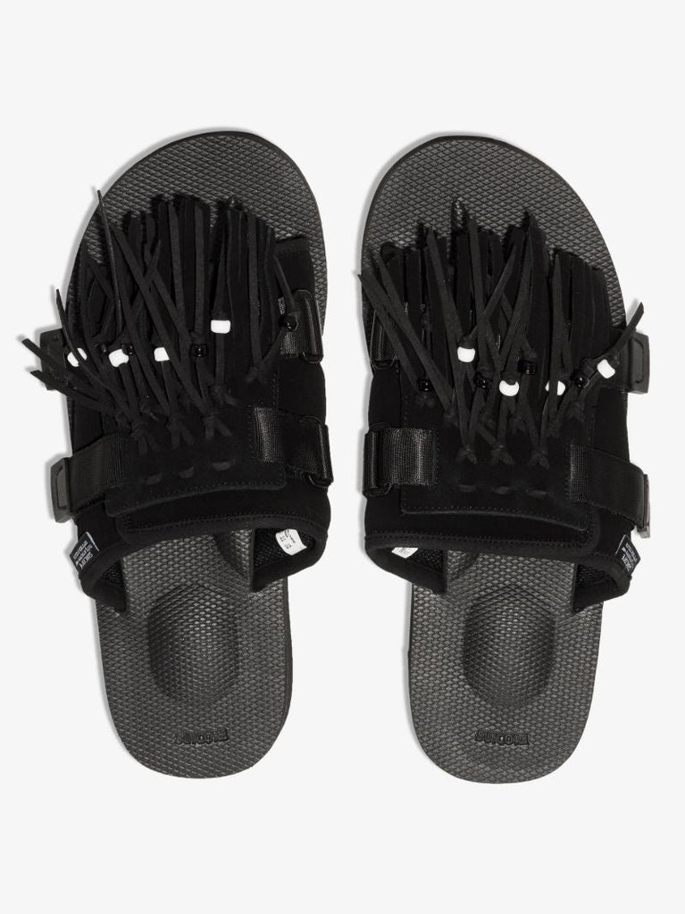Black Hot Tasselled Suede Sandals