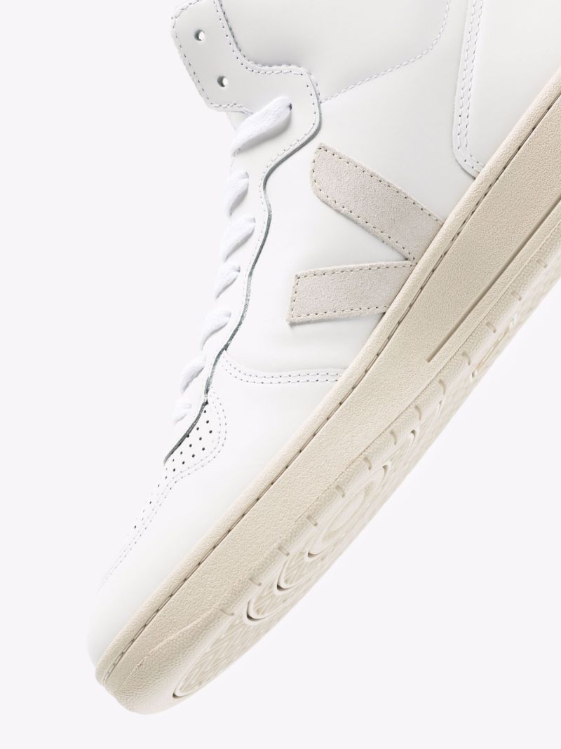 White V-15 High Top Leather Sneakers