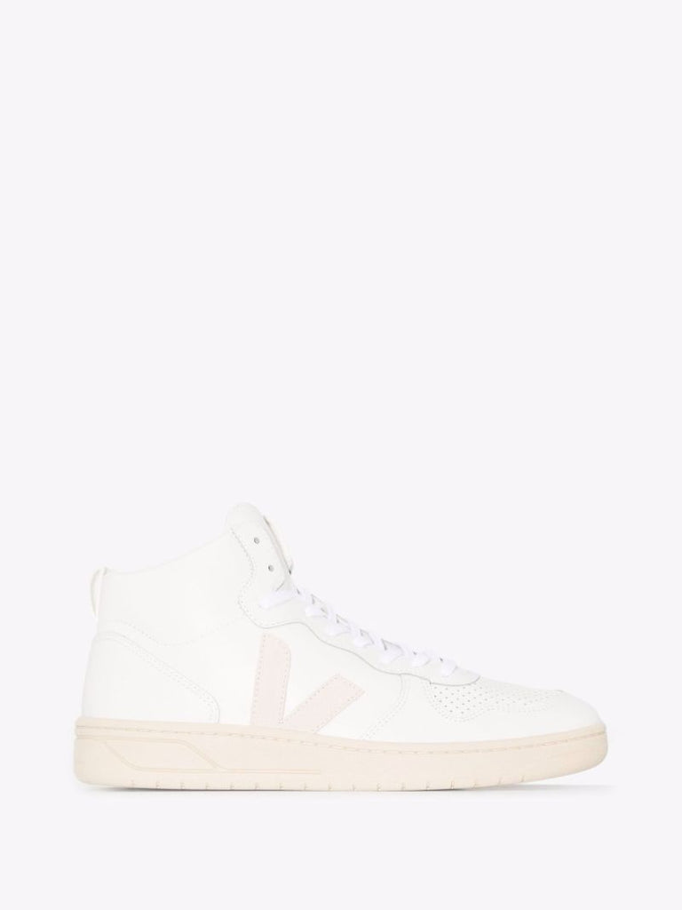 White V-15 High Top Leather Sneakers