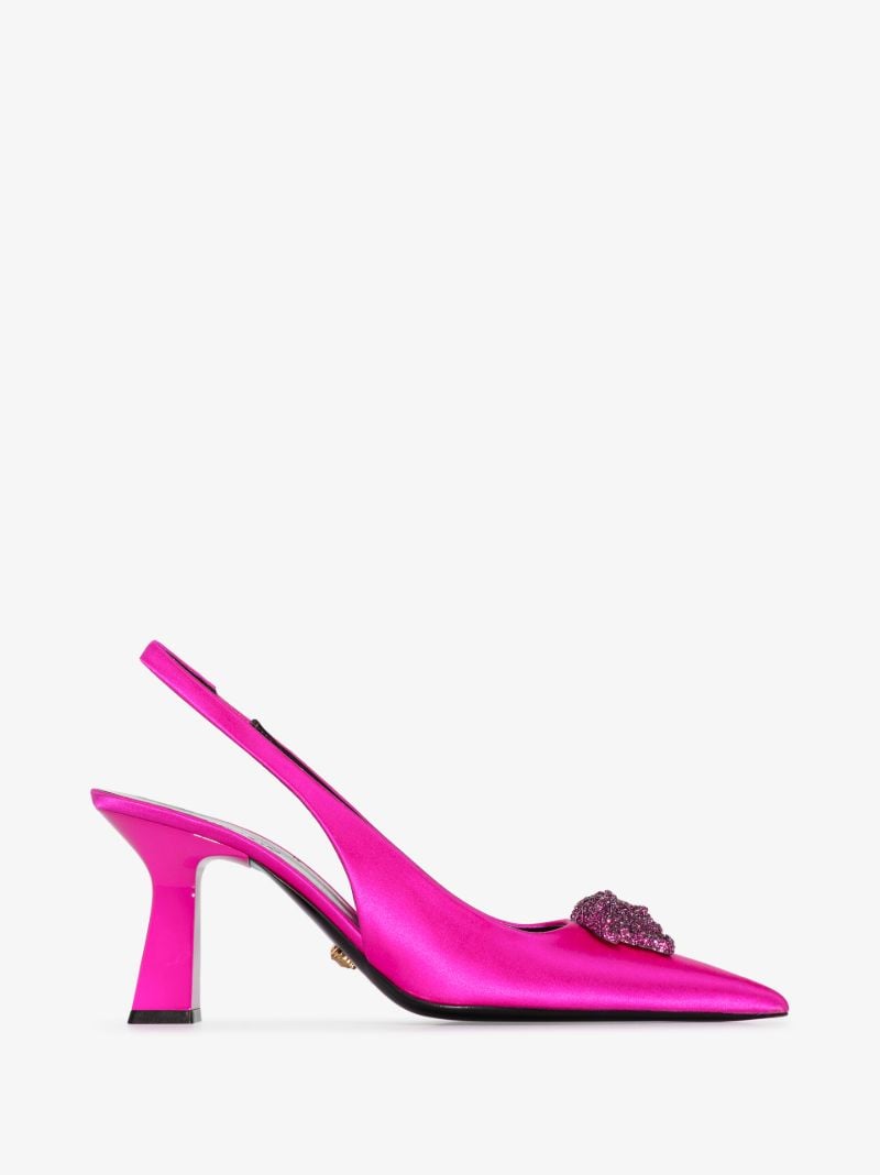 Pink La Medusa 70 Slingback Satin Pumps