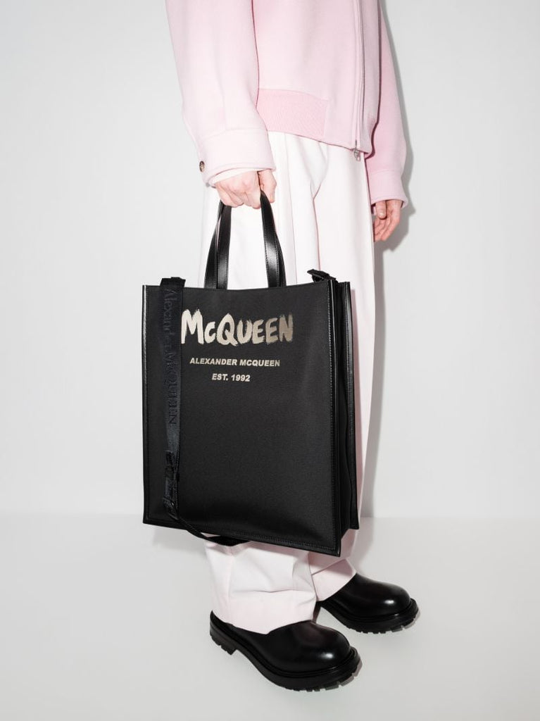 Black Graffiti Logo Tote Bag