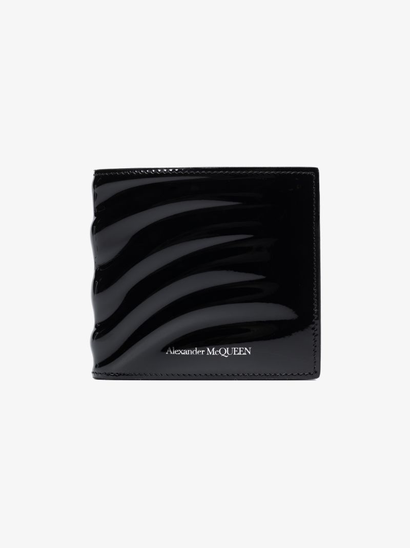 Black Rib 8cc Patent Leather Bifold Wallet