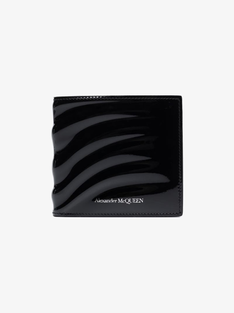 Black Rib 8cc Patent Leather Bifold Wallet